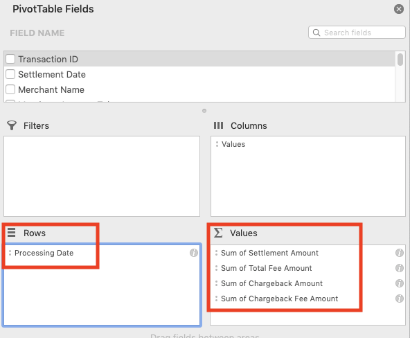 PivotTable,setup