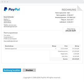 Rechnung Online Rechnungsvorlage Paypal De