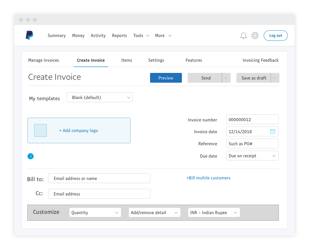 PayPal Solution] Online Invoicing - PayPal India