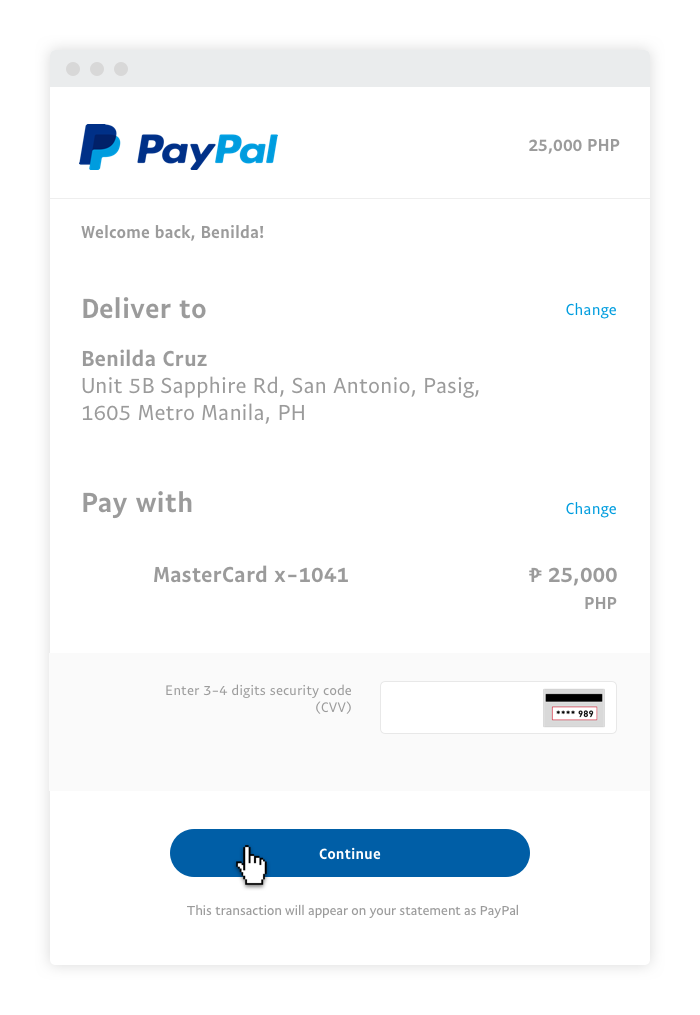 paypal login information