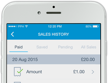  Screenshot of a smart phone showing sales history.
