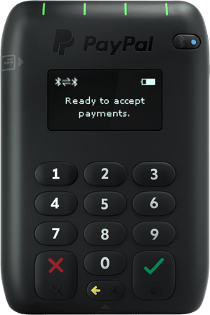 PayPal card reader ready to accept payments.