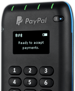 PayPal card reader ready to accept payments.