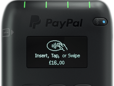 PayPal card reader ready for a transaction.