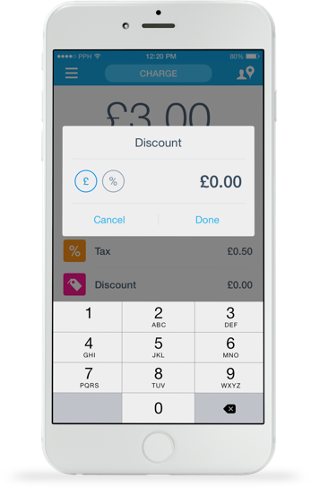 Screenshot of a smart phone entering a discount on the PayPal app.