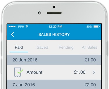 Screenshot of a smart phone showing sales history.