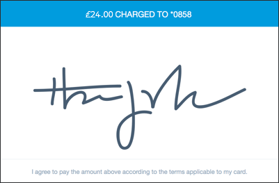 Swipe payment screen with signature.