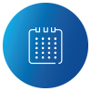 A round, blue icon with a calendar image.