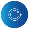  A round, blue icon with two circular arrows pointing in different directions.