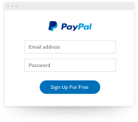 Screenshot of the sign up for PayPal screen