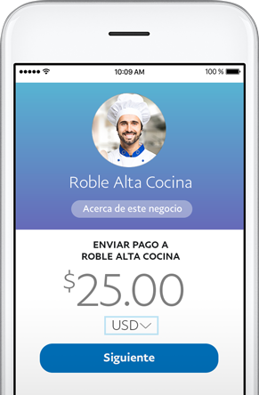 Un teléfono que muestra la creación de un enlace de $ 25.00 PayPal.me.