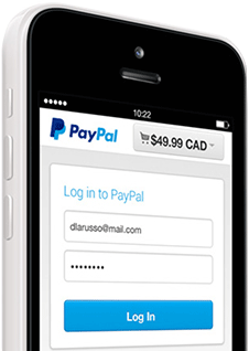 A smartphone showing the PayPal sign up page on the screen.