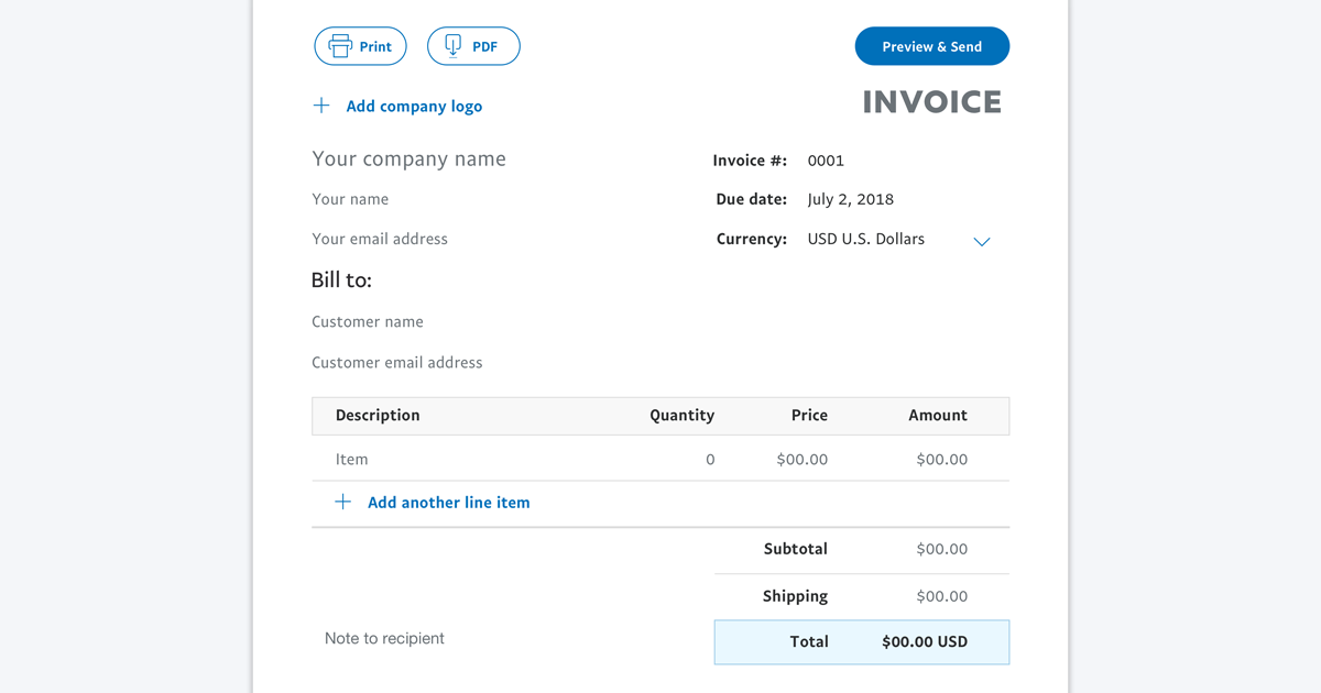 Invoice Template Free Invoice Generator PayPal