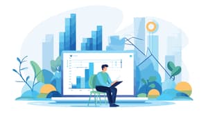 Person analyzing business data and growth charts on laptop with dashboard display.