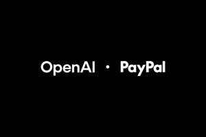 OpenAI and PayPal’s text logos on a black background.