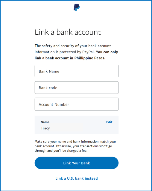 paypal login information