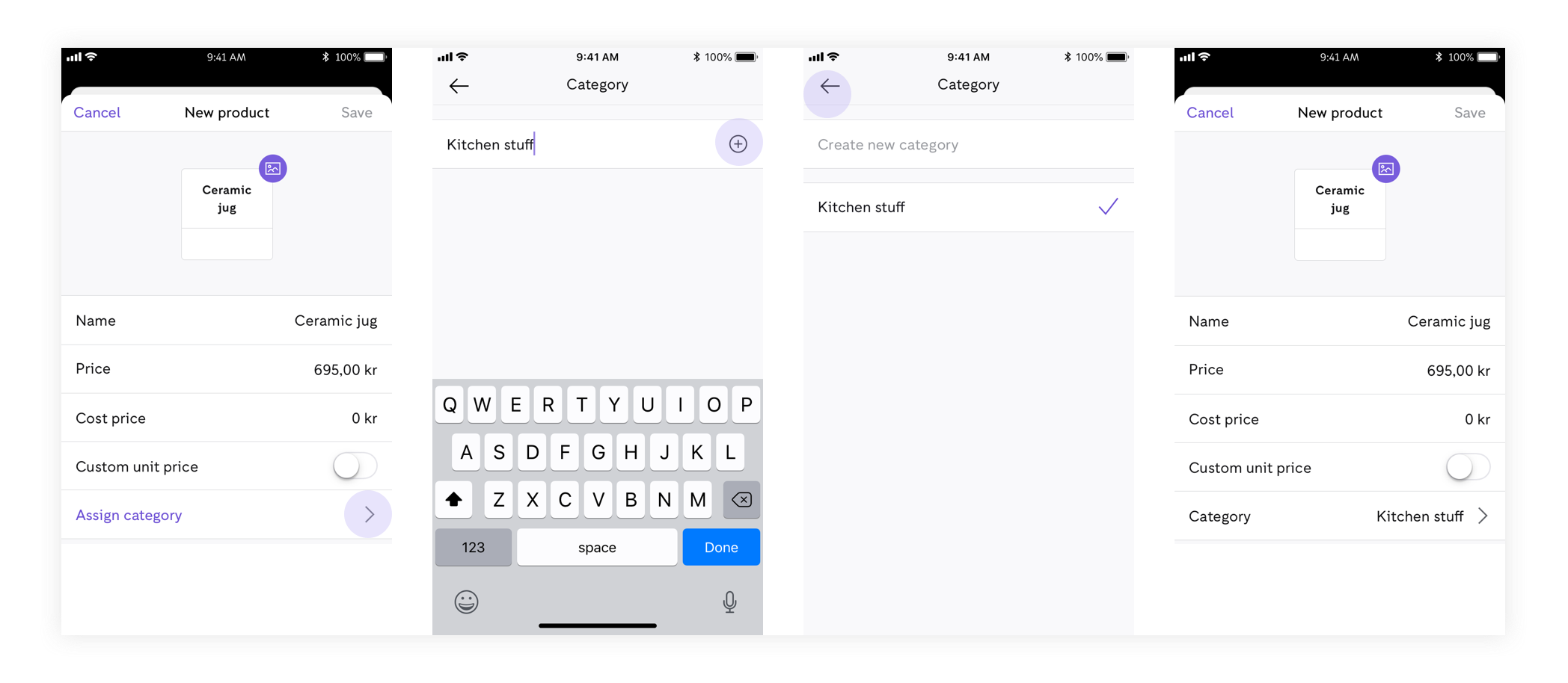 image of how to select and assign from previously created categories