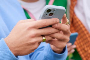Customer shopping globally on their mobile device.