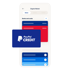 Mobile phone with PayPal Credit Logo