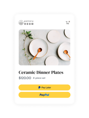 Ceramic dinner plates, a tile showing ceramic plates at the PayPal checkout screen