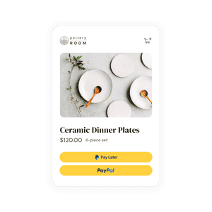 Ceramic dinner plates, a tile showing ceramic plates at the PayPal checkout screen