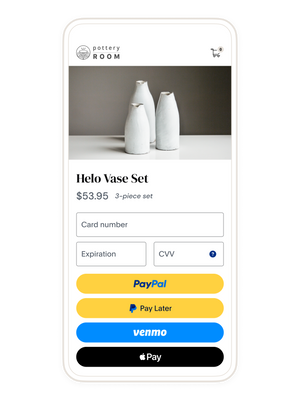 3 ceramic vases in a sample PayPal checkout screen