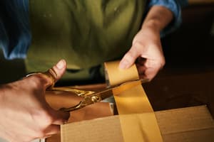 A business owner wraps an in-store purchase.