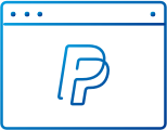 Icône d'une fenêtre de navigateur avec le logo de PayPal au milieu.