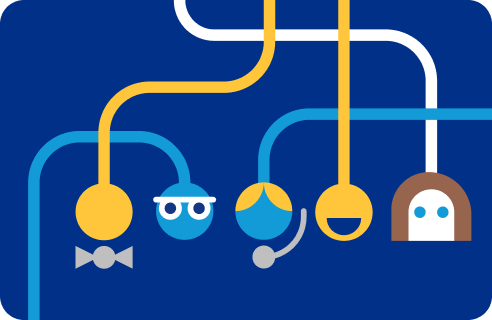 An illustration of five emojis that represent the robust suite of tools from PayPal to help your business succeed, now and in the future