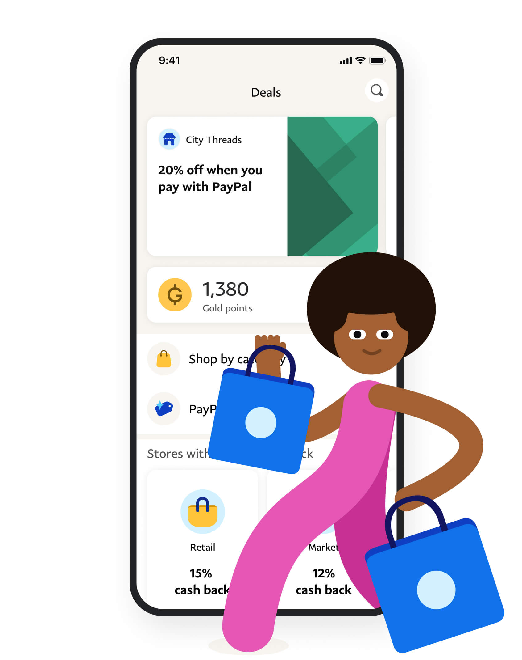 A women is shopping after getting exciting deals on her mobile.