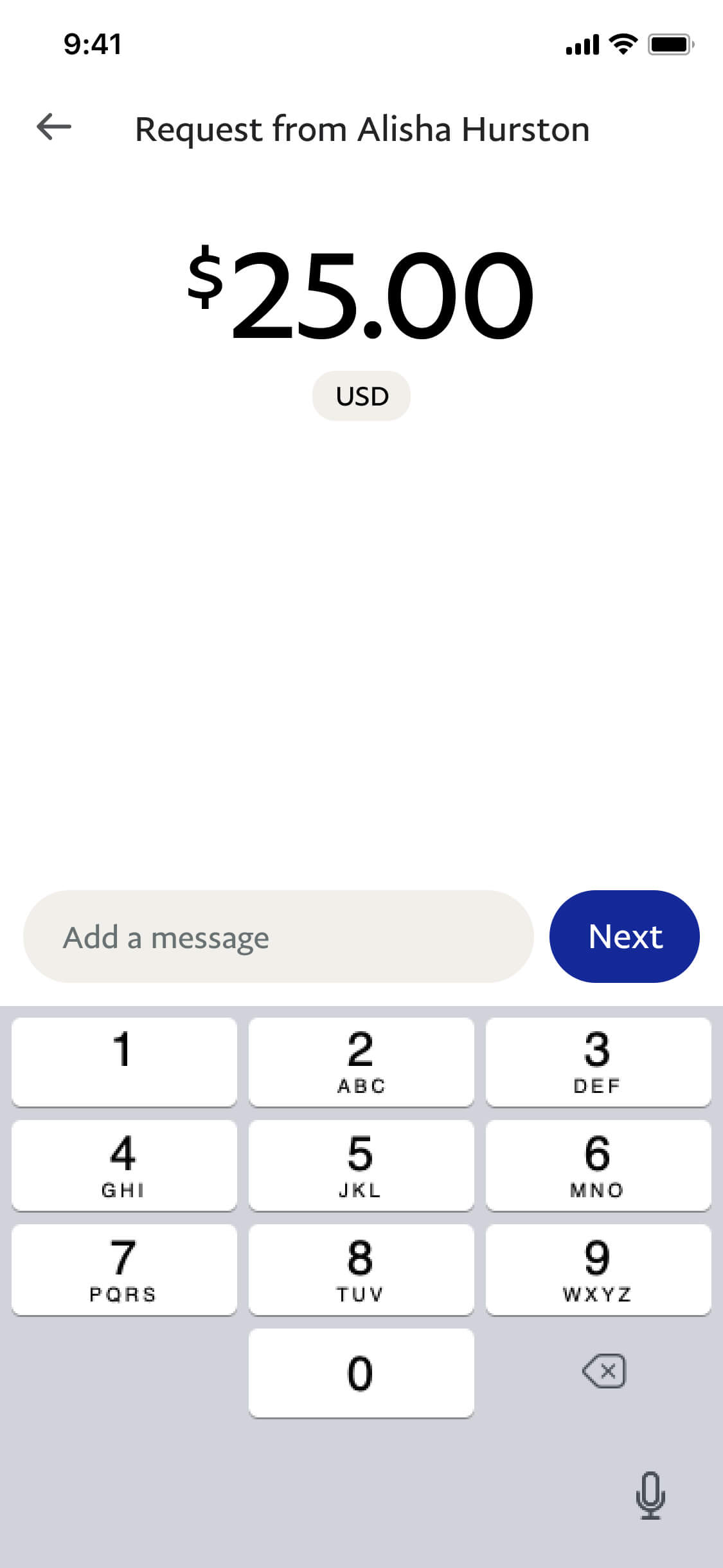 Choose a PayPal user and enter the requested amount