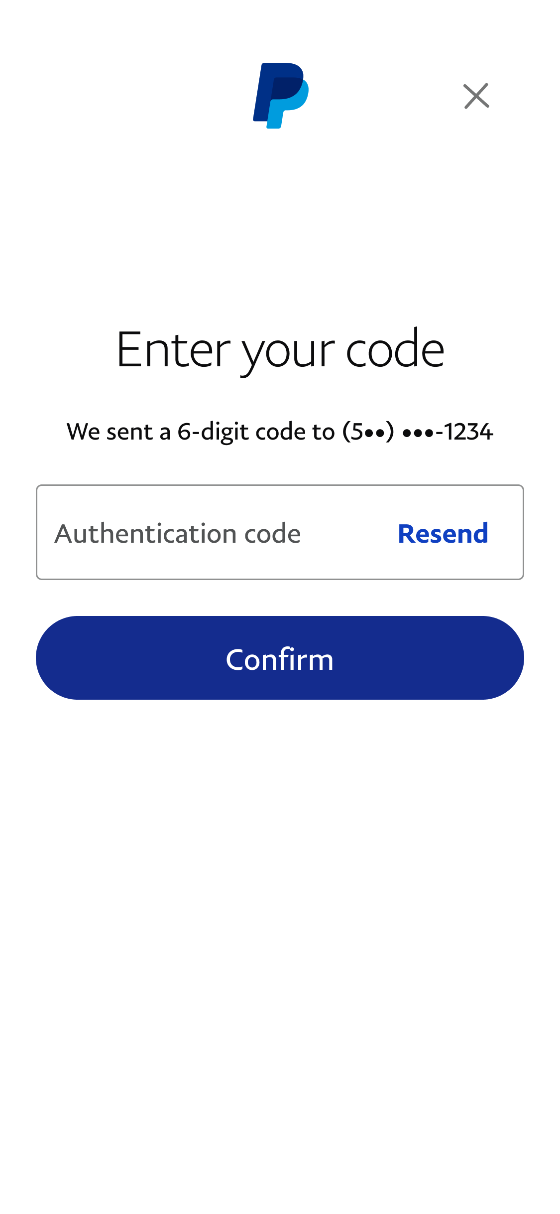 An illustration of the final step when you'll enter the 6-digit authentication code we've sent you