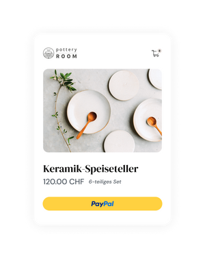 Keramikteller, eine Kachel mit Keramiktellern auf dem PayPal Checkout-Bildschirm