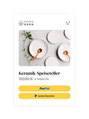 Keramikteller, eine Kachel mit Keramiktellern auf dem PayPal Checkout-Bildschirm