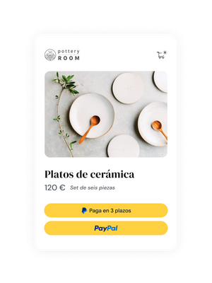 Platos de cerámica, un icono que muestra platos de cerámica en la pantalla de pago de PayPal