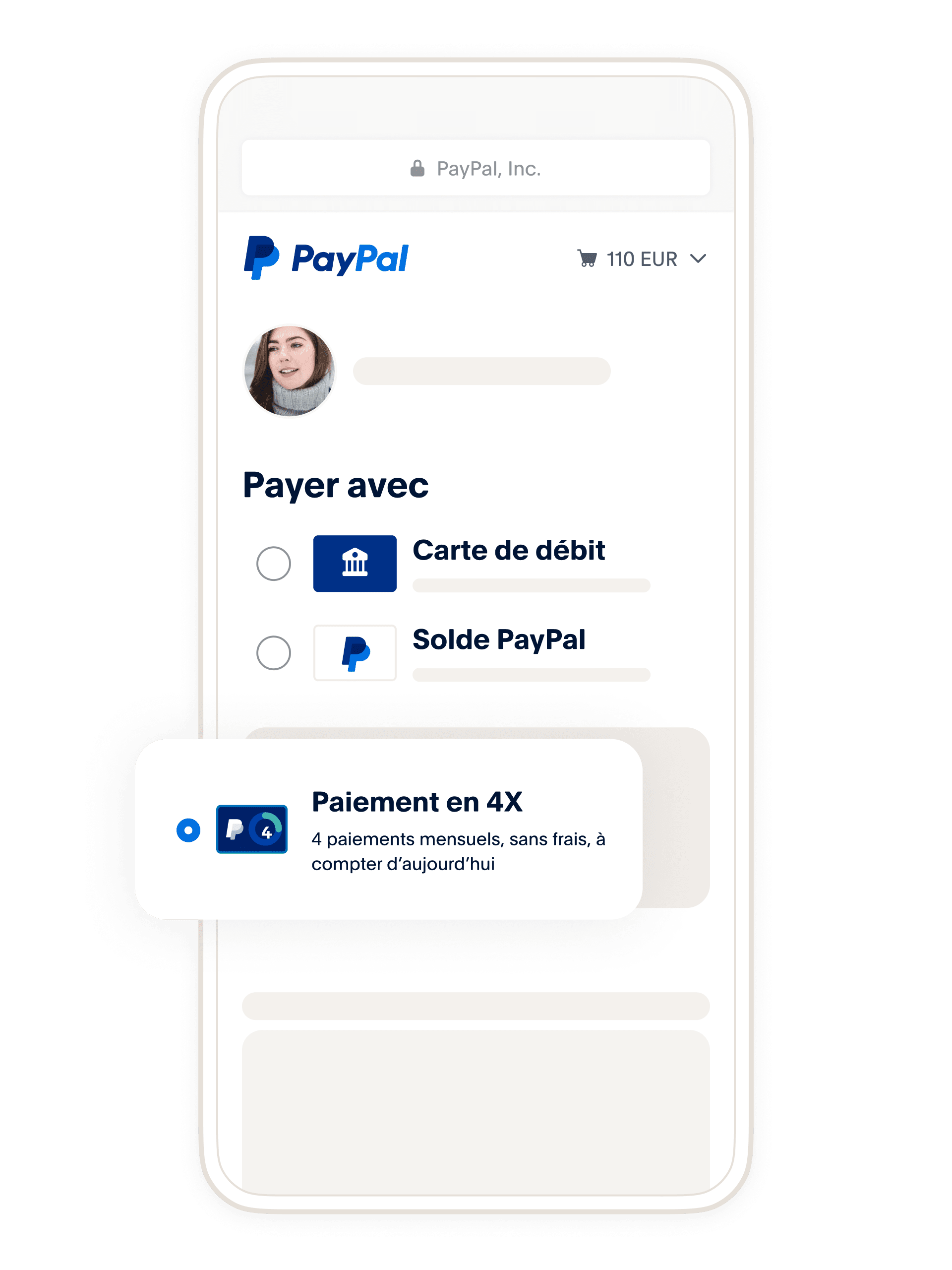Achetez maintenant, payez plus tard avec PayPal, Paiement en 4X