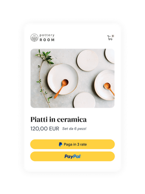 Piatti in ceramica, un riquadro che mostra piatti in ceramica nella schermata PayPal Checkout