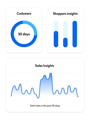 UI sales insight screen, customer in the past 30 days, UI of shopers behavior with 6+ orders.
