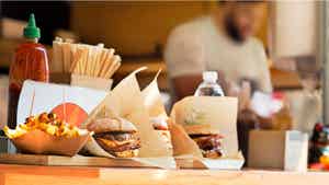 Fast food sitting on a table