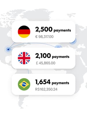 Animations of global payouts disbursing