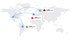 Animations of global payouts disbursing