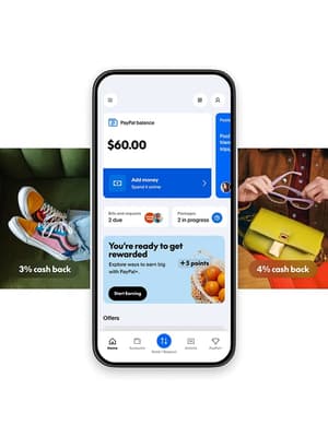 A mobile phone displaying shopping offers in the PayPal App.