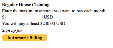 Automatic Billing button to select maximum amount for Automatic Billing