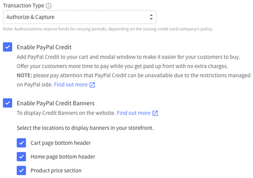 Enable PayPal Credit Banners