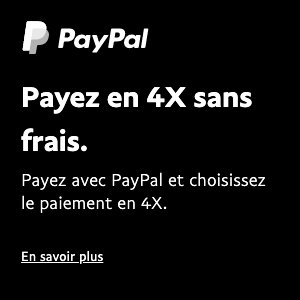 A square French flex message for a Pay Later offer with white text and logo on a black background