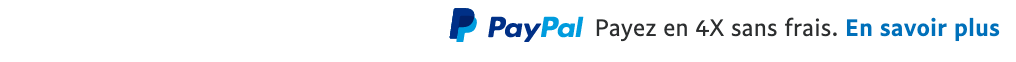 French text message for a Pay Later offer with 12 pixel font, left-aligned, black text on a white background, with a PayPal logo displaying the PayPal icon and name on the left side of the text right