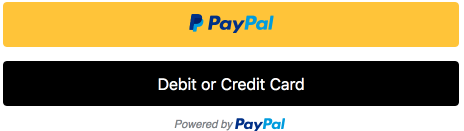 PayPal and Debit or Credit Card buttons integrated in a webpage