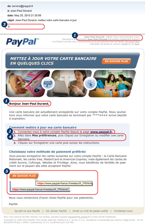 Recrudescence  phishing PayPal. Reconnaitre-les-emails-paypal