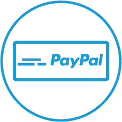 Un icono del logotipo de PayPal en azul.