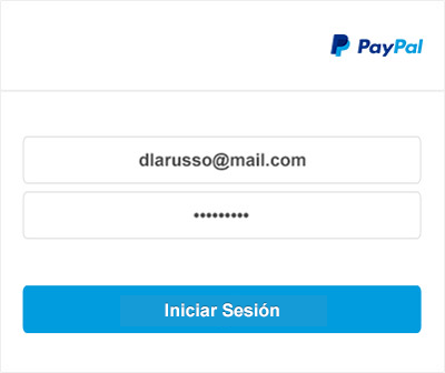 Una pantalla que muestra la pantalla de inicio de sesión de PayPal.